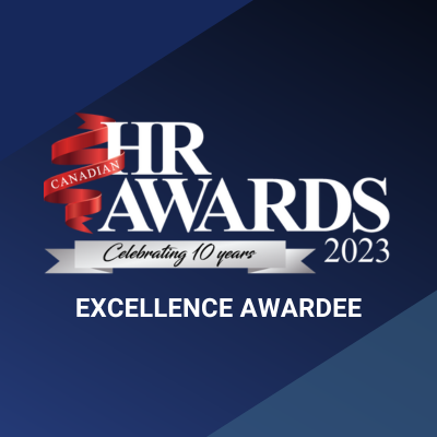 HR award logo on blue background